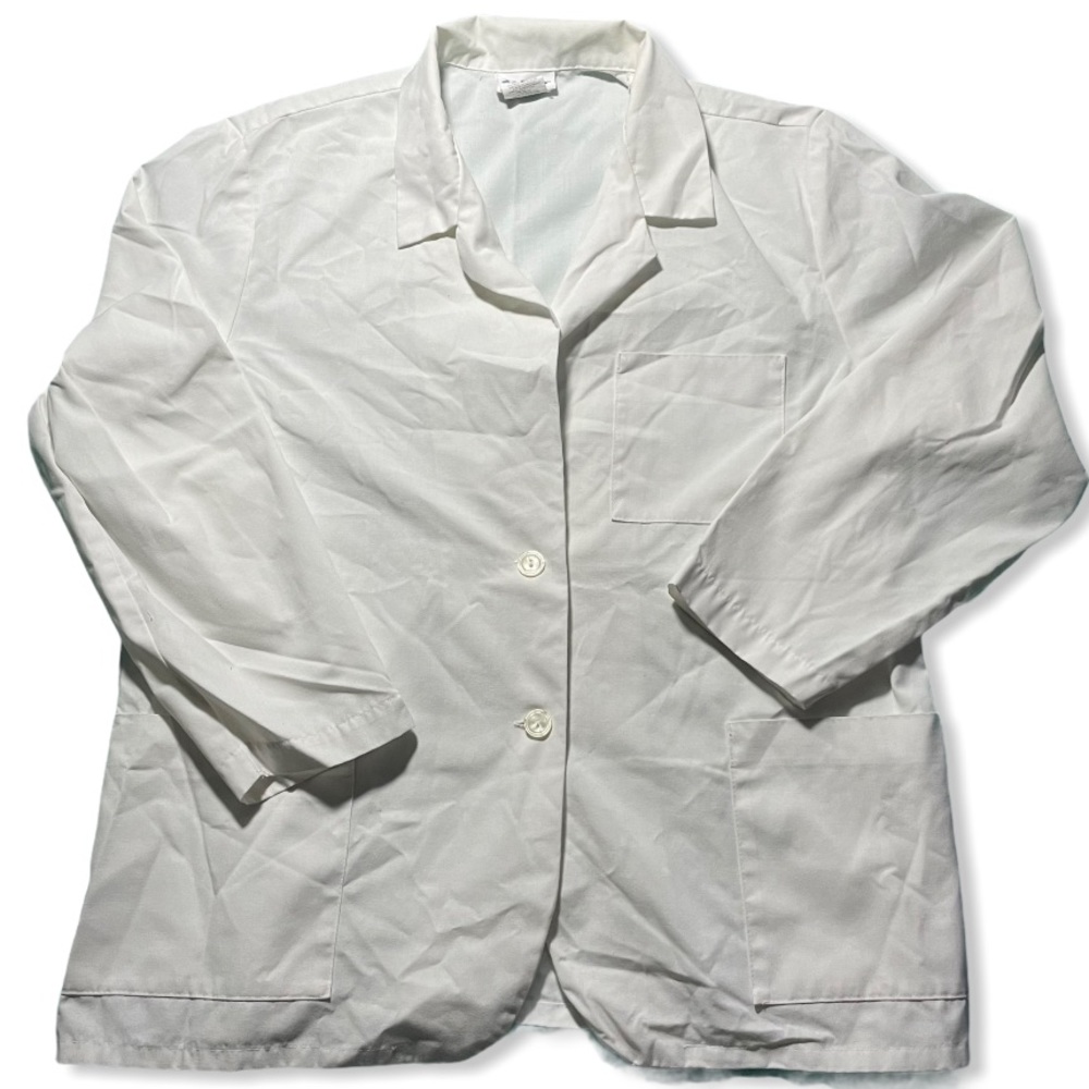 Collared White Button Down Scrub Jacket